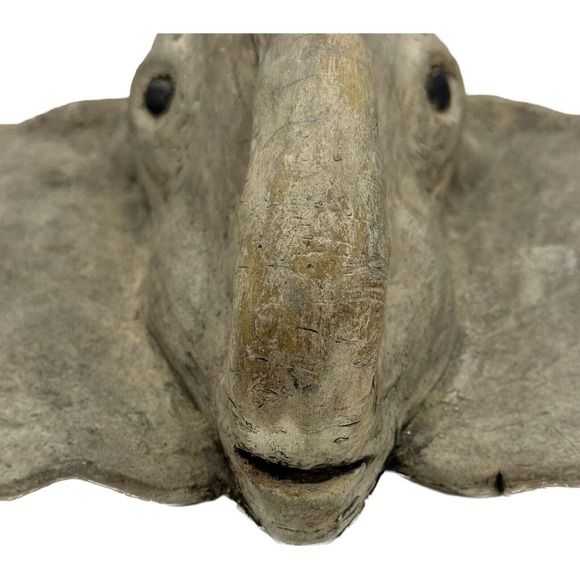 Vtg Gray Elephant Head Realistic Concrete Wall Art Hanging Sculpture LARGE OOAK - Picture 4 of 13